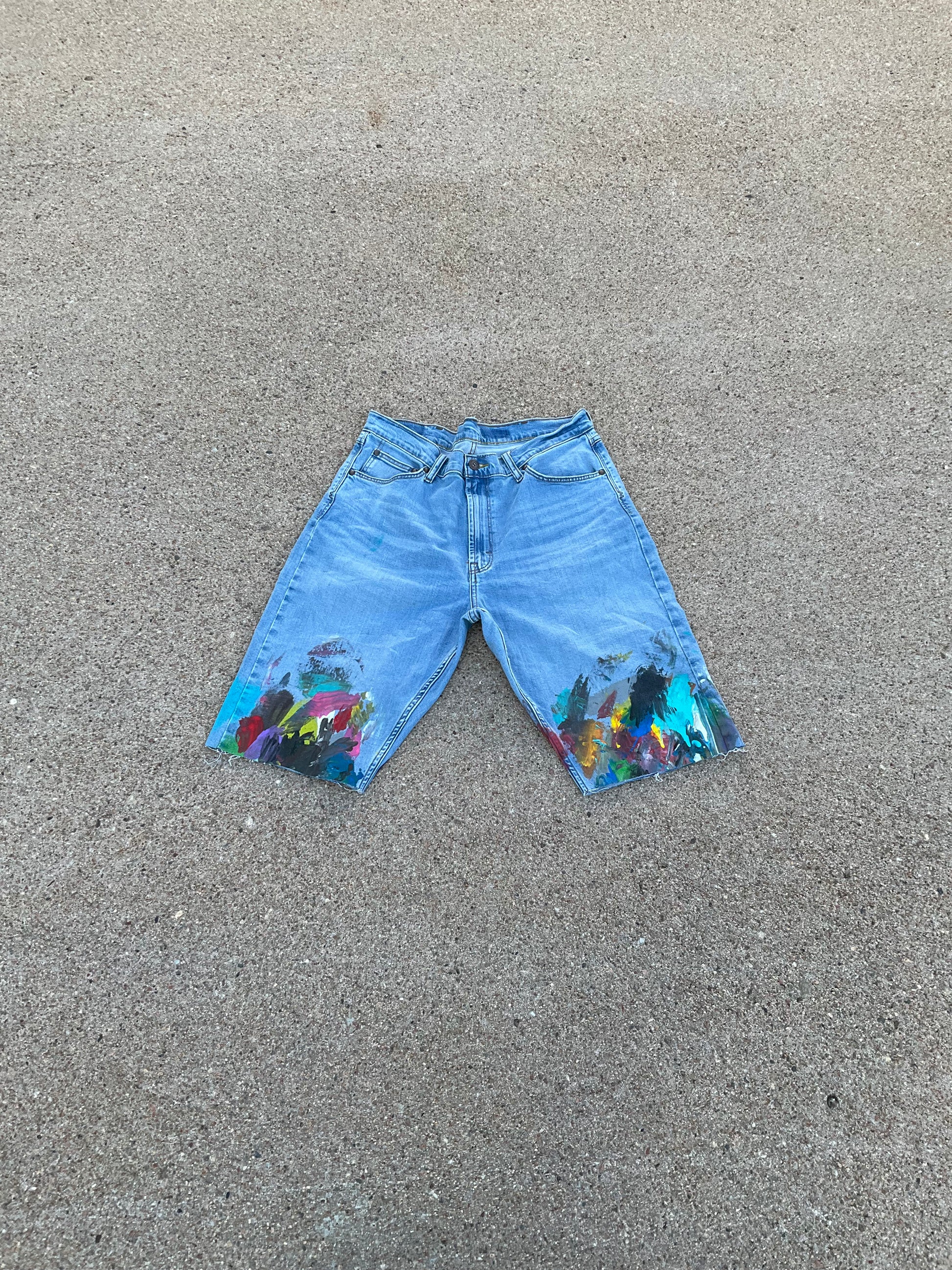 Paint Canvas Denim Shorts