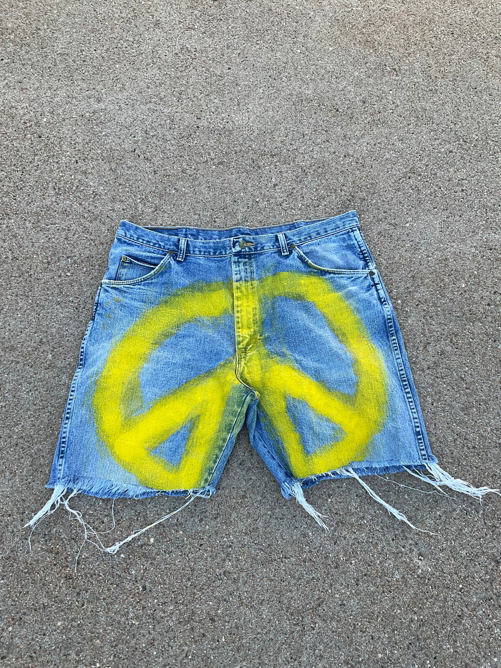 Peace Sign Denim Shorts