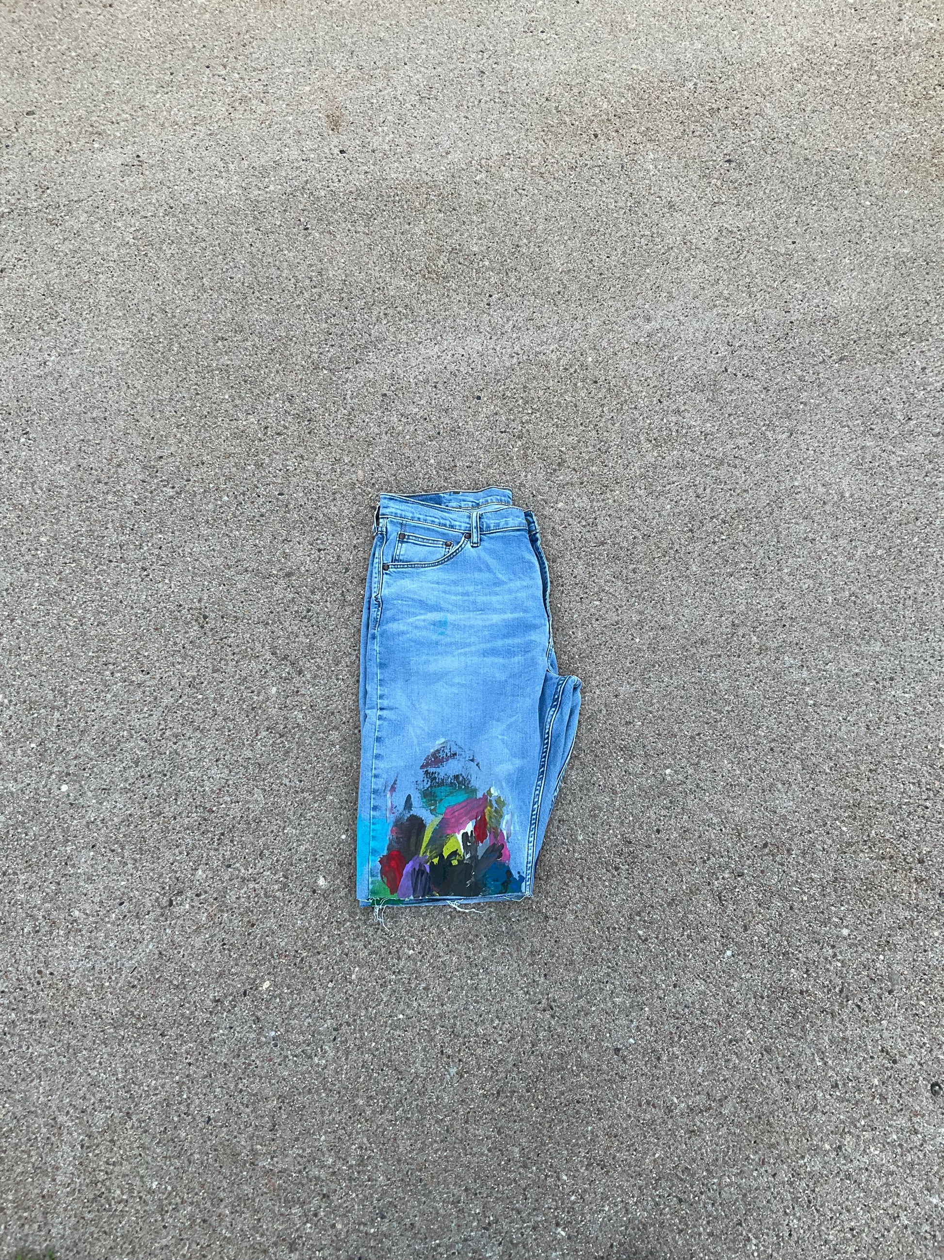 Paint Canvas Denim Shorts