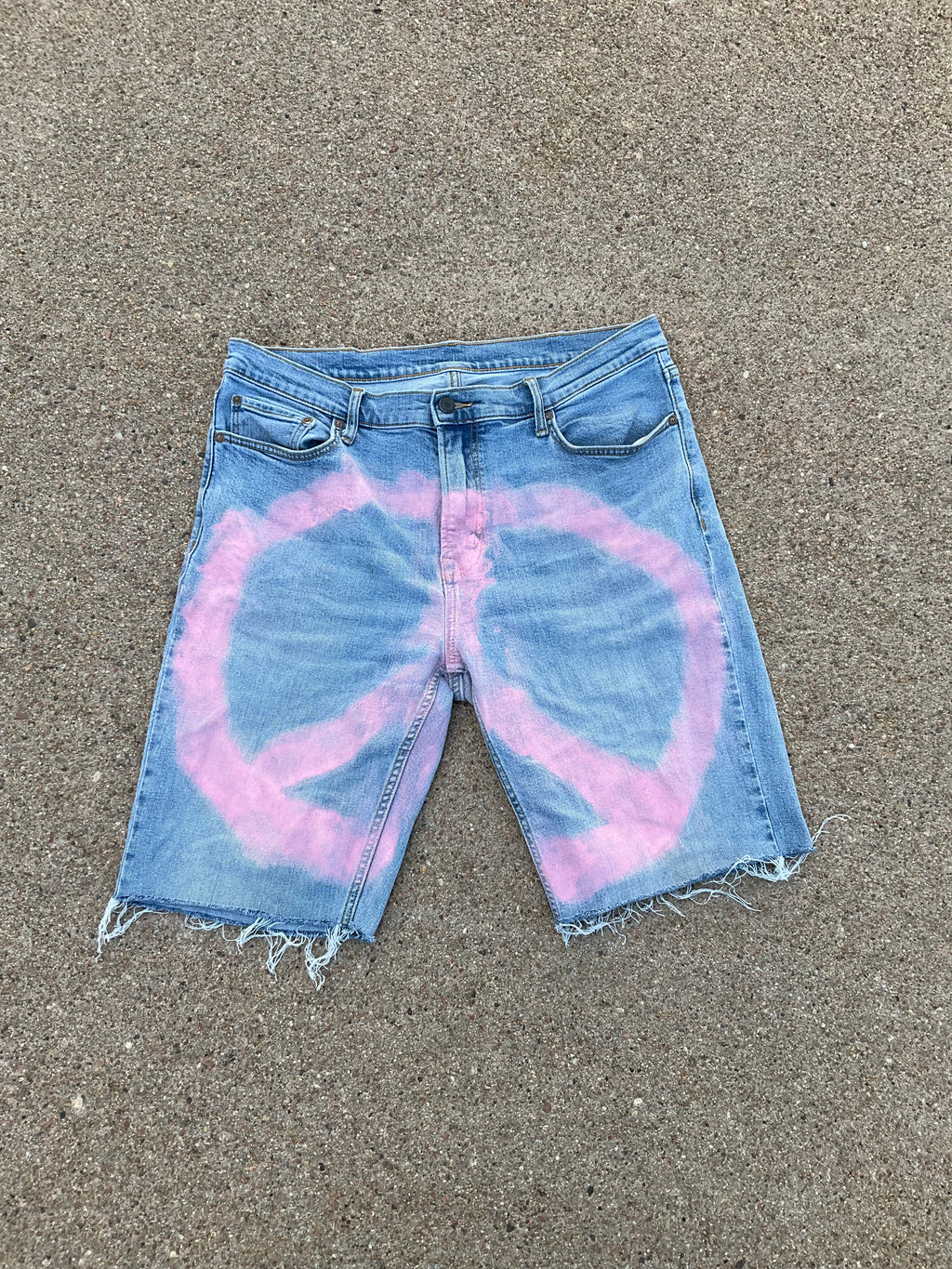 Peace Sign Denim Shorts