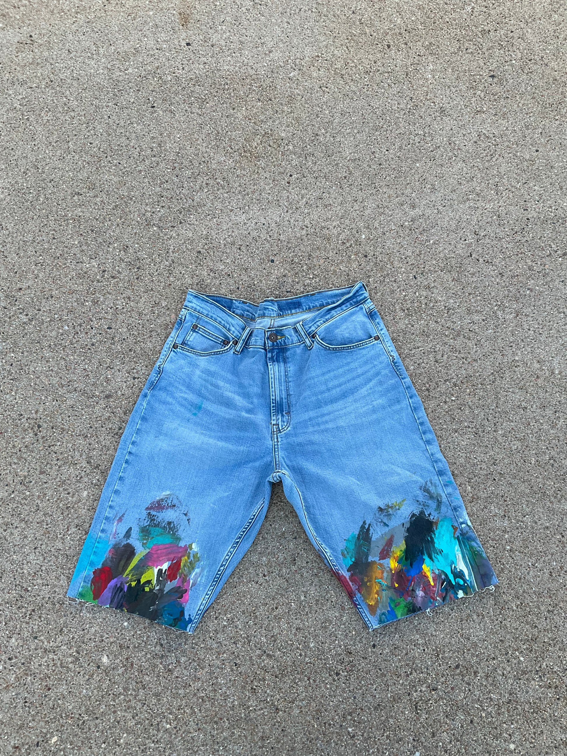 Paint Canvas Denim Shorts